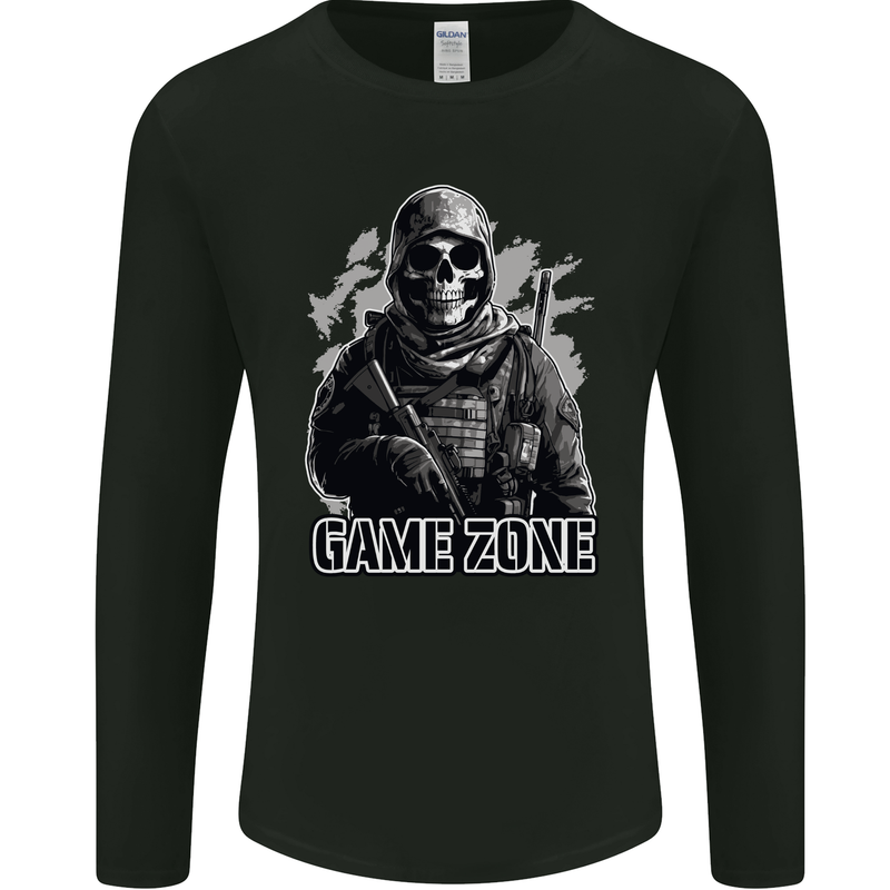 Game Zone Special Forces Video Game Skull Mens Long Sleeve T-Shirt Black