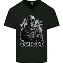 Game Zone Special Forces Video Game Skull Mens V-Neck Cotton T-Shirt Black