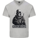 Game Zone Special Forces Video Game Skull Mens V-Neck Cotton T-Shirt Sports Grey