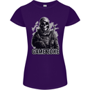 Game Zone Special Forces Video Game Skull Womens Petite Cut T-Shirt Purple