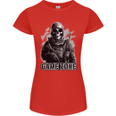 Game Zone Special Forces Video Game Skull Womens Petite Cut T-Shirt Red