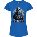 Game Zone Special Forces Video Game Skull Womens Petite Cut T-Shirt Royal Blue