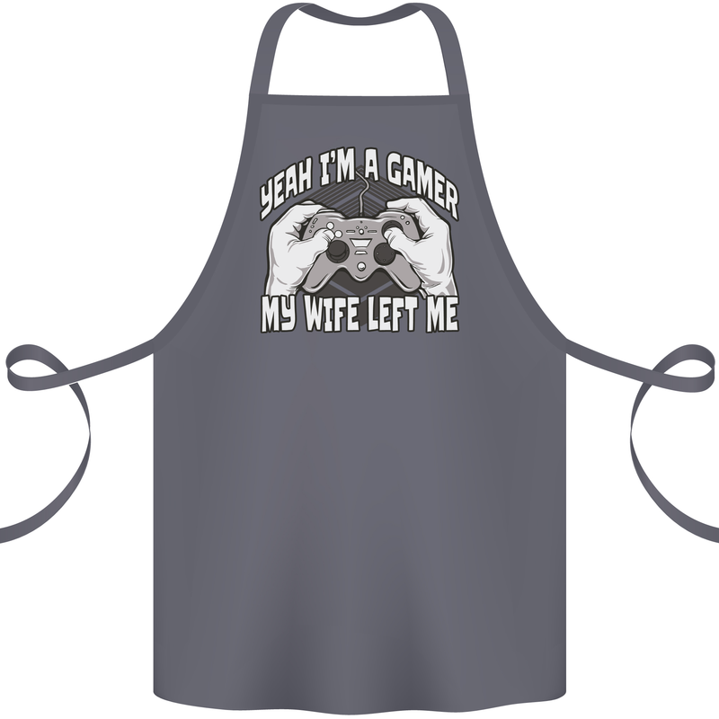 Gamer Wife Left Me Video Games Funny Gaming Cotton Apron 100% Organic Steel