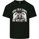 Gamer Wife Left Me Video Games Funny Gaming Mens Cotton T-Shirt Tee Top Black