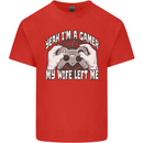 Gamer Wife Left Me Video Games Funny Gaming Mens Cotton T-Shirt Tee Top Red
