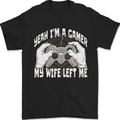 Gamer Wife Left Me Video Games Funny Gaming Mens T-Shirt 100% Cotton Black