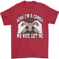 Gamer Wife Left Me Video Games Funny Gaming Mens T-Shirt 100% Cotton Red