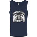 Gamer Wife Left Me Video Games Funny Gaming Mens Vest Tank Top Navy Blue