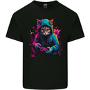 Gaming Cat Cool Gamer Video Games Mens Cotton T-Shirt Tee Top Black