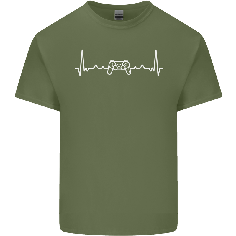 Gaming ECG Controller Video Games Console Mens Cotton T-Shirt Tee Top Military Green