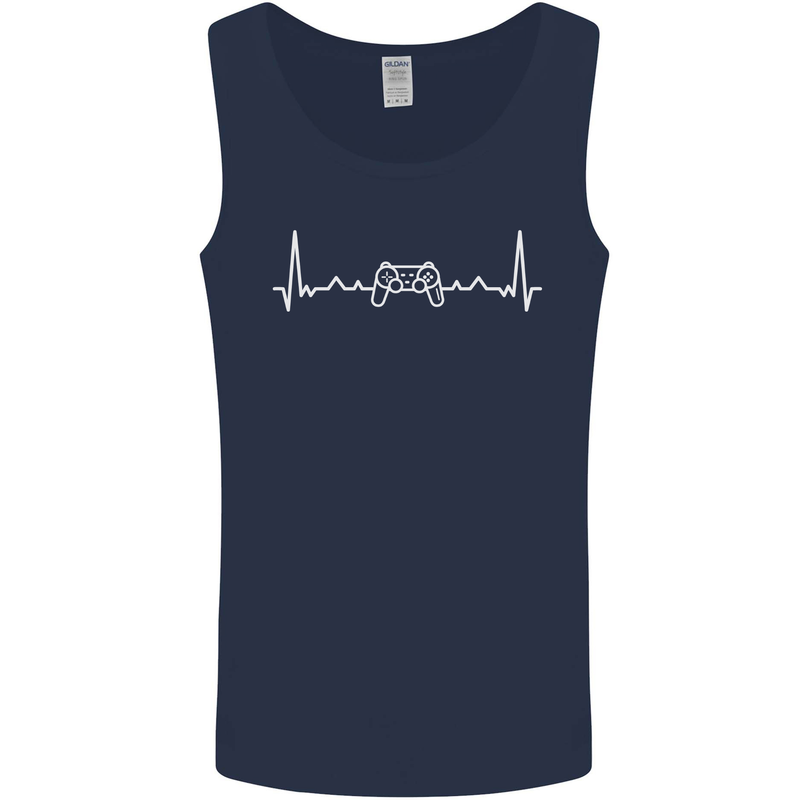 Gaming ECG Controller Video Games Console Mens Vest Tank Top Navy Blue
