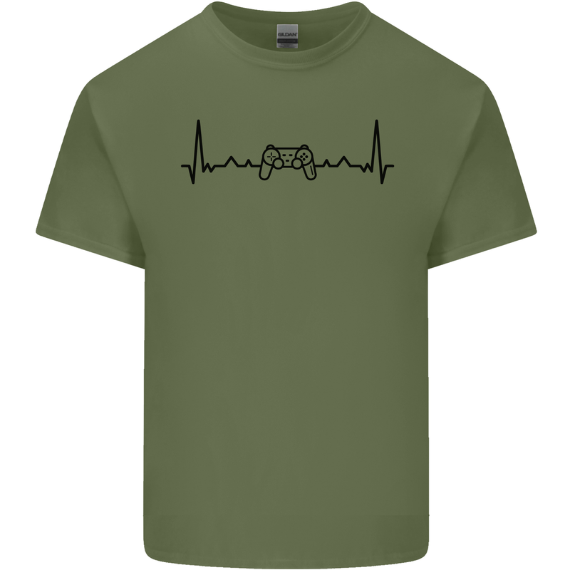 Gaming ECG Video Games Console Controller Mens Cotton T-Shirt Tee Top Military Green
