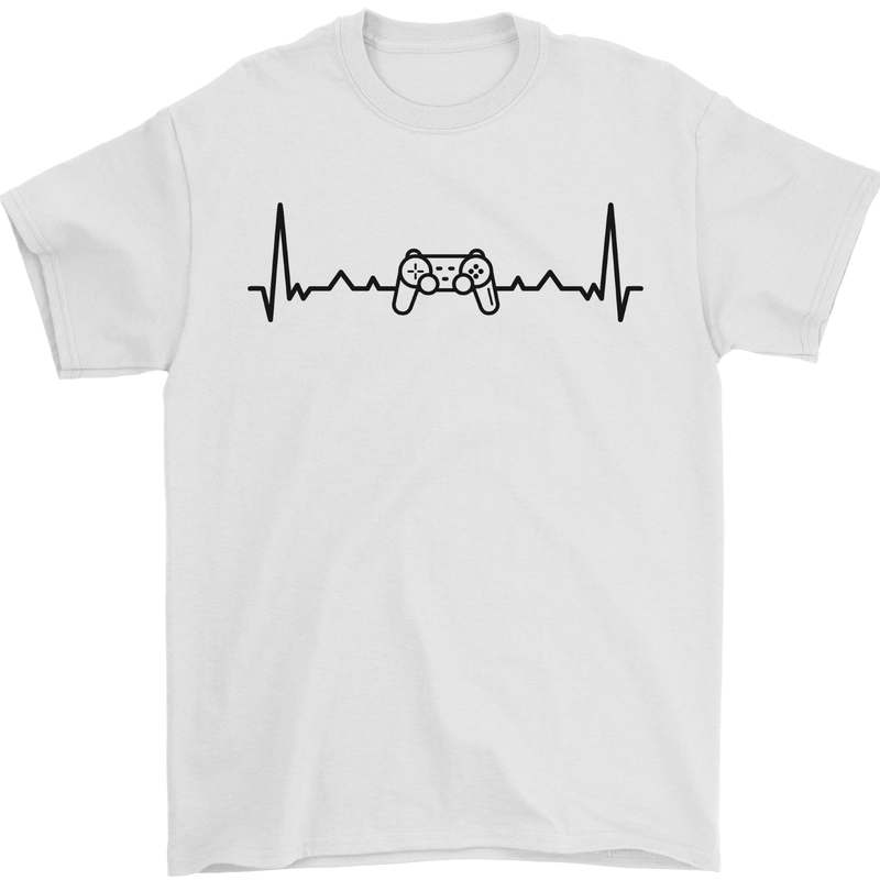 Gaming ECG Video Games Console Controller Mens T-Shirt 100% Cotton White