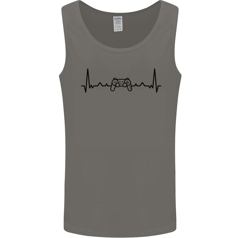 Gaming ECG Video Games Console Controller Mens Vest Tank Top Charcoal