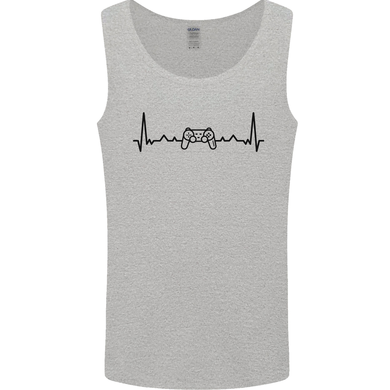 Gaming ECG Video Games Console Controller Mens Vest Tank Top Sports Grey
