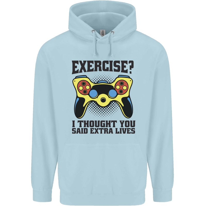 Gaming I Thought Said Extra Lives Gamer Childrens Kids Hoodie Light Blue