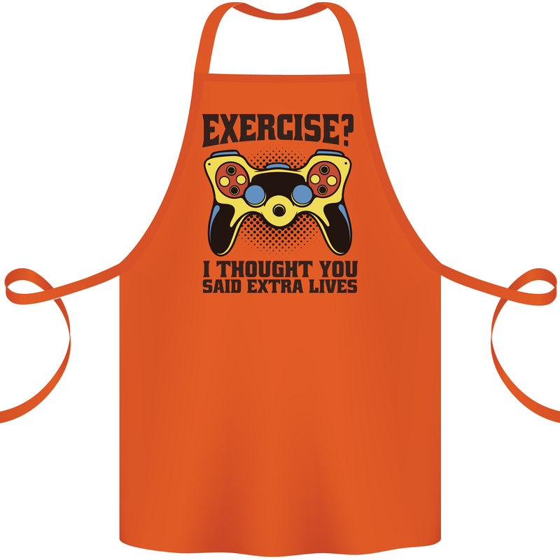Gaming I Thought Said Extra Lives Gamer Cotton Apron 100% Organic Orange