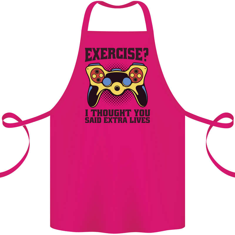 Gaming I Thought Said Extra Lives Gamer Cotton Apron 100% Organic Pink
