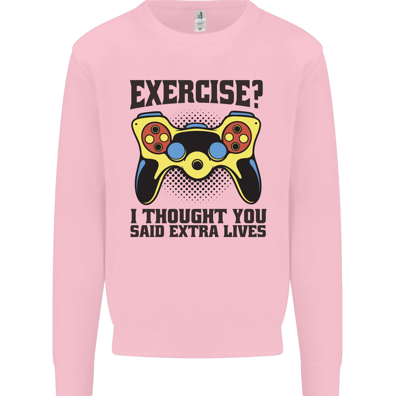 Gaming I Thought Said Extra Lives Gamer Kids Sweatshirt Jumper Light Pink