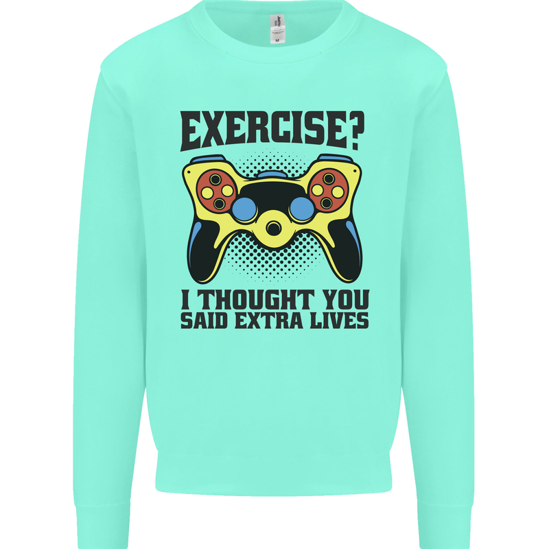 Gaming I Thought Said Extra Lives Gamer Kids Sweatshirt Jumper Peppermint