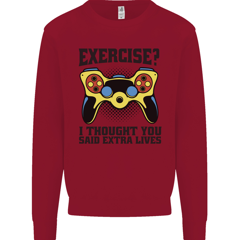 Gaming I Thought Said Extra Lives Gamer Kids Sweatshirt Jumper Red