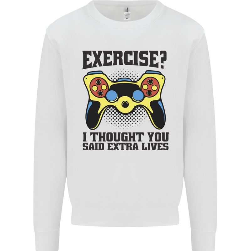 Gaming I Thought Said Extra Lives Gamer Kids Sweatshirt Jumper White