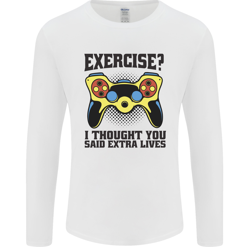 Gaming I Thought Said Extra Lives Gamer Mens Long Sleeve T-Shirt White