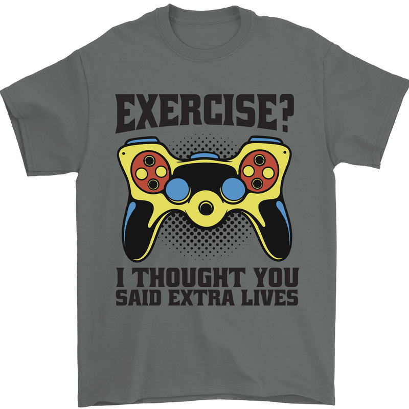 Gaming I Thought Said Extra Lives Gamer Mens T-Shirt 100% Cotton Charcoal