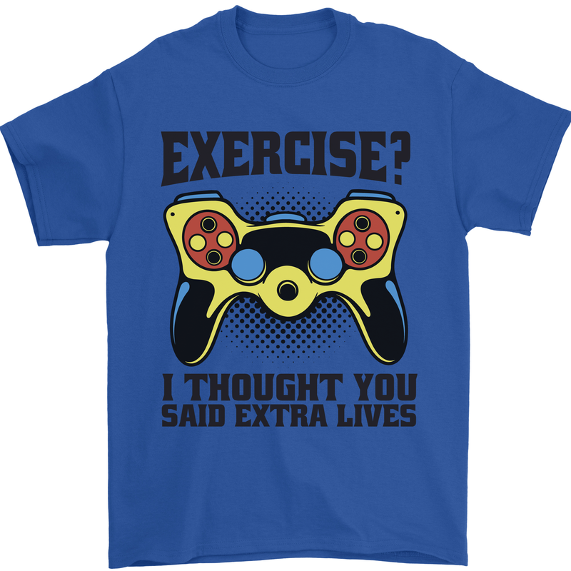 Gaming I Thought Said Extra Lives Gamer Mens T-Shirt 100% Cotton Royal Blue