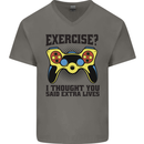 Gaming I Thought Said Extra Lives Gamer Mens V-Neck Cotton T-Shirt Charcoal