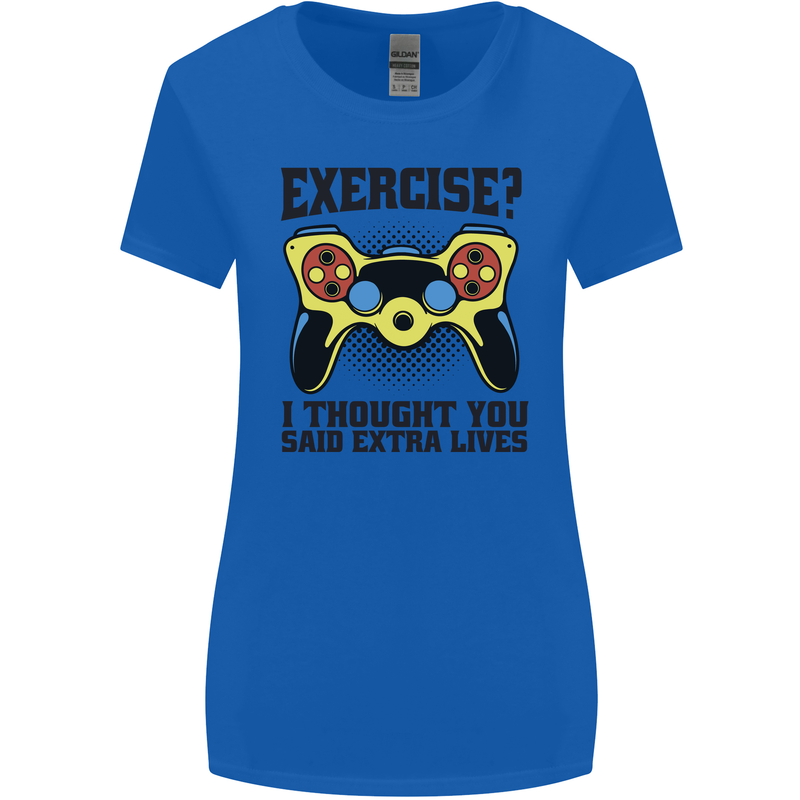Gaming I Thought Said Extra Lives Gamer Womens Wider Cut T-Shirt Royal Blue
