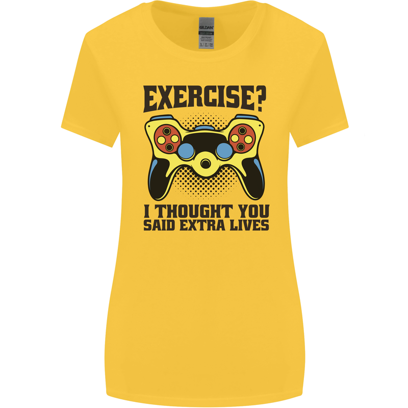 Gaming I Thought Said Extra Lives Gamer Womens Wider Cut T-Shirt Yellow