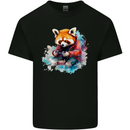 Gaming Red Panda Video Games Gamer Mens Cotton T-Shirt Tee Top Black