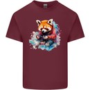 Gaming Red Panda Video Games Gamer Mens Cotton T-Shirt Tee Top Maroon