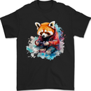 Gaming Red Panda Video Games Gamer Mens T-Shirt 100% Cotton Black