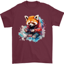 Gaming Red Panda Video Games Gamer Mens T-Shirt 100% Cotton Maroon