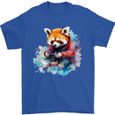 Gaming Red Panda Video Games Gamer Mens T-Shirt 100% Cotton Royal Blue