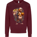 Gangster Bear With Loads of Money Cash Hustle Mens Sweatshirt Jumper Maroon