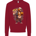 Gangster Bear With Loads of Money Cash Hustle Mens Sweatshirt Jumper Red