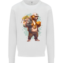 Gangster Bear With Loads of Money Cash Hustle Mens Sweatshirt Jumper White