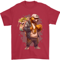 Gangster Bear With Loads of Money Cash Hustle Mens T-Shirt 100% Cotton Red