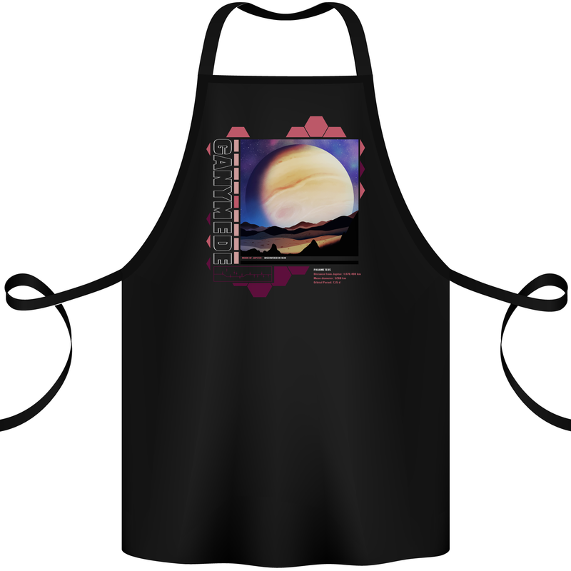 Ganymede Jupiter III Astronomy Planets Cosmos Cotton Apron 100% Organic Black
