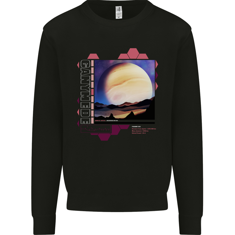 Ganymede Jupiter III Astronomy Planets Cosmos Kids Sweatshirt Jumper Black