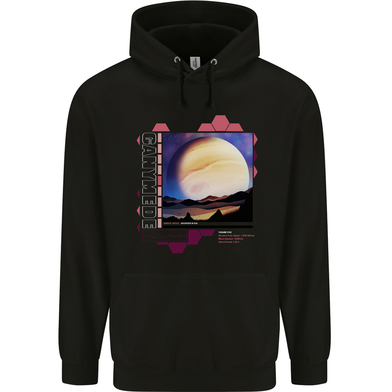 Ganymede Jupiter III Astronomy Planets Cosmos Mens 80% Cotton Hoodie Black