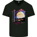 Ganymede Jupiter III Astronomy Planets Cosmos Mens V-Neck Cotton T-Shirt Black