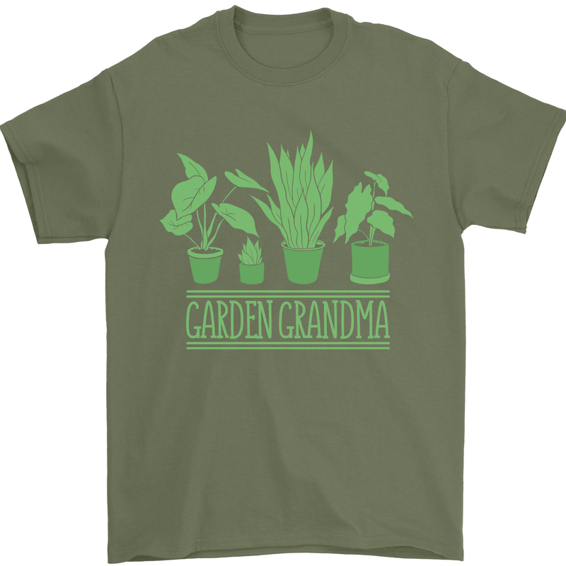 Garden Grandma Funny Grandparents Day Mens T-Shirt 100% Cotton Military Green