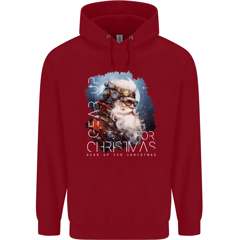 Gear Up Christmas Steampunk Santa Xmas Childrens Kids Hoodie Red