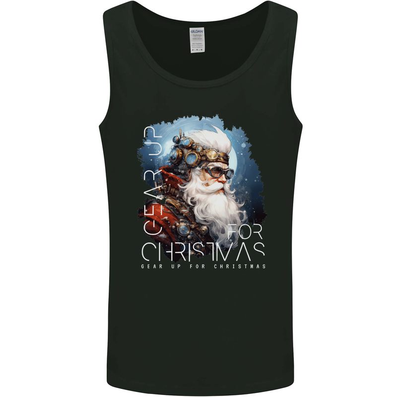Gear Up Christmas Steampunk Santa Xmas Mens Vest Tank Top Black