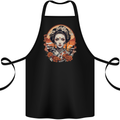 Geisha Girl With Flowers Cotton Apron 100% Organic Black