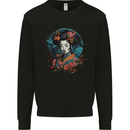 Geisha Girl With Flowers Fantasy Kids Sweatshirt Jumper Black